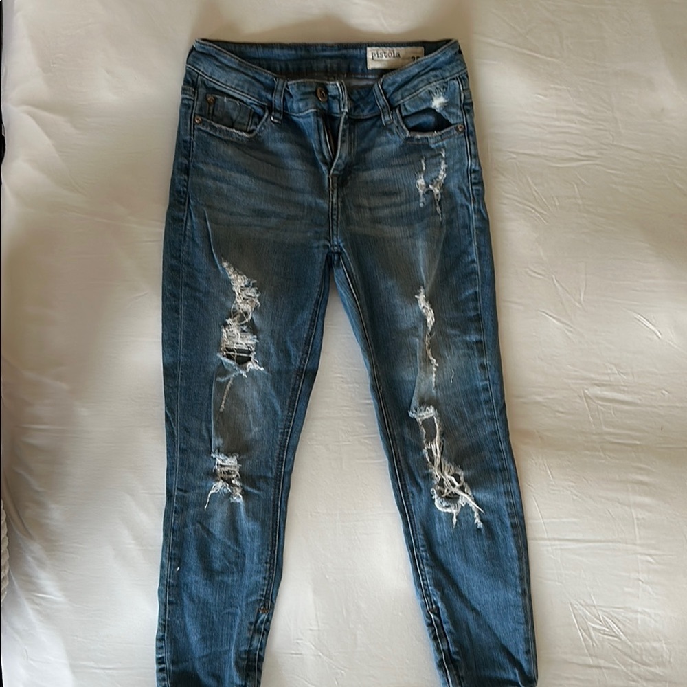 Distressed Blue Jeans